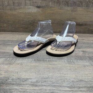 Vionic Casandra Orthotic White Leather Thong Sandal Women's Size 8